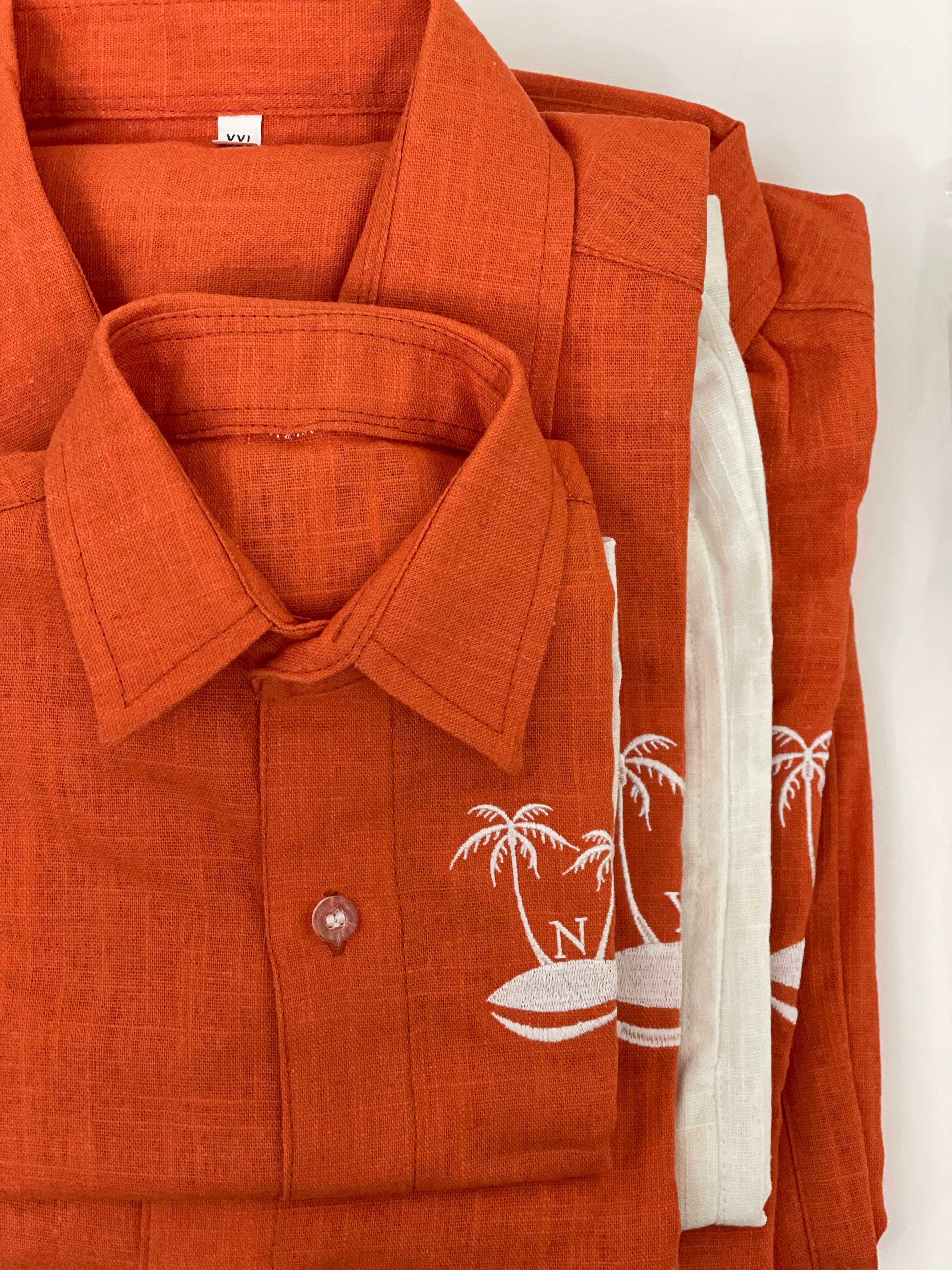 3 family Outfits Long Sleeve Orang with white pants